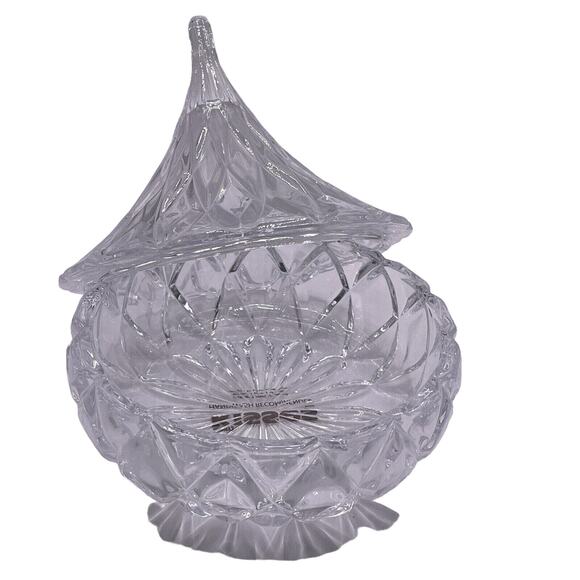 Godinger Crystal Hersheys Kiss 2 Piece Clear Candy Dish Cut Glass 5"x4.5" - Picture 3 of 9